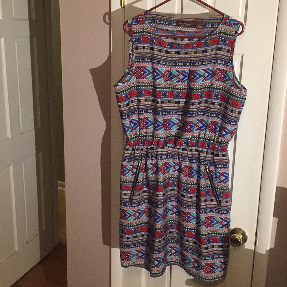 Speed Control Multicolored Aztec Dress W/Zippers